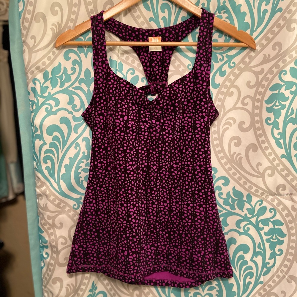 Lucy Activewear Yoga Top, Magenta/Black Medium